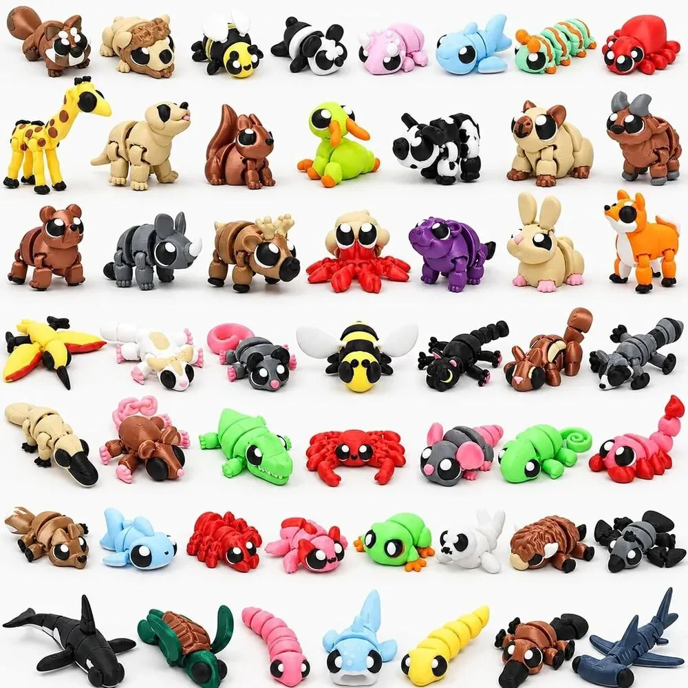 Mini 3D Printed Animal Fidget Toys 51 Pc Birthday Party Favor Goodie Bag Set